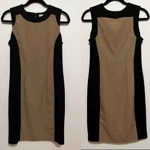 Calvin Klein Tan and Black Color Block Sheath Dress